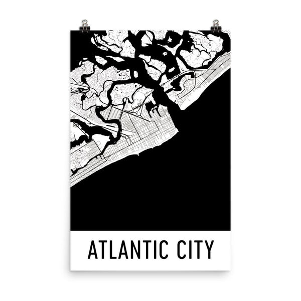 Atlantic City NJ Street Map Poster White