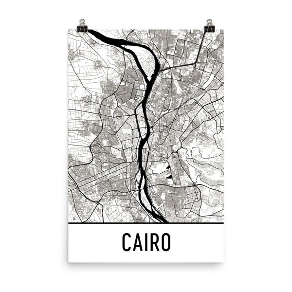 Cairo Egypt Street Map Poster White