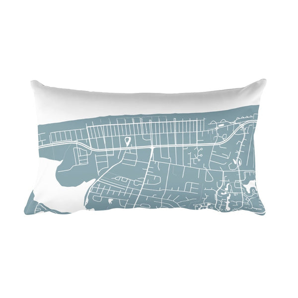 Bethany Beach black and white throw pillow with city map print 12x20