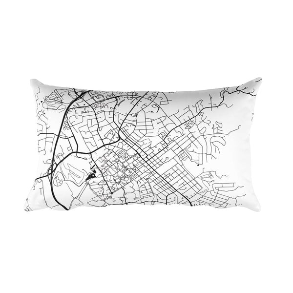 Blacksburg black and white throw pillow with city map print 12x20