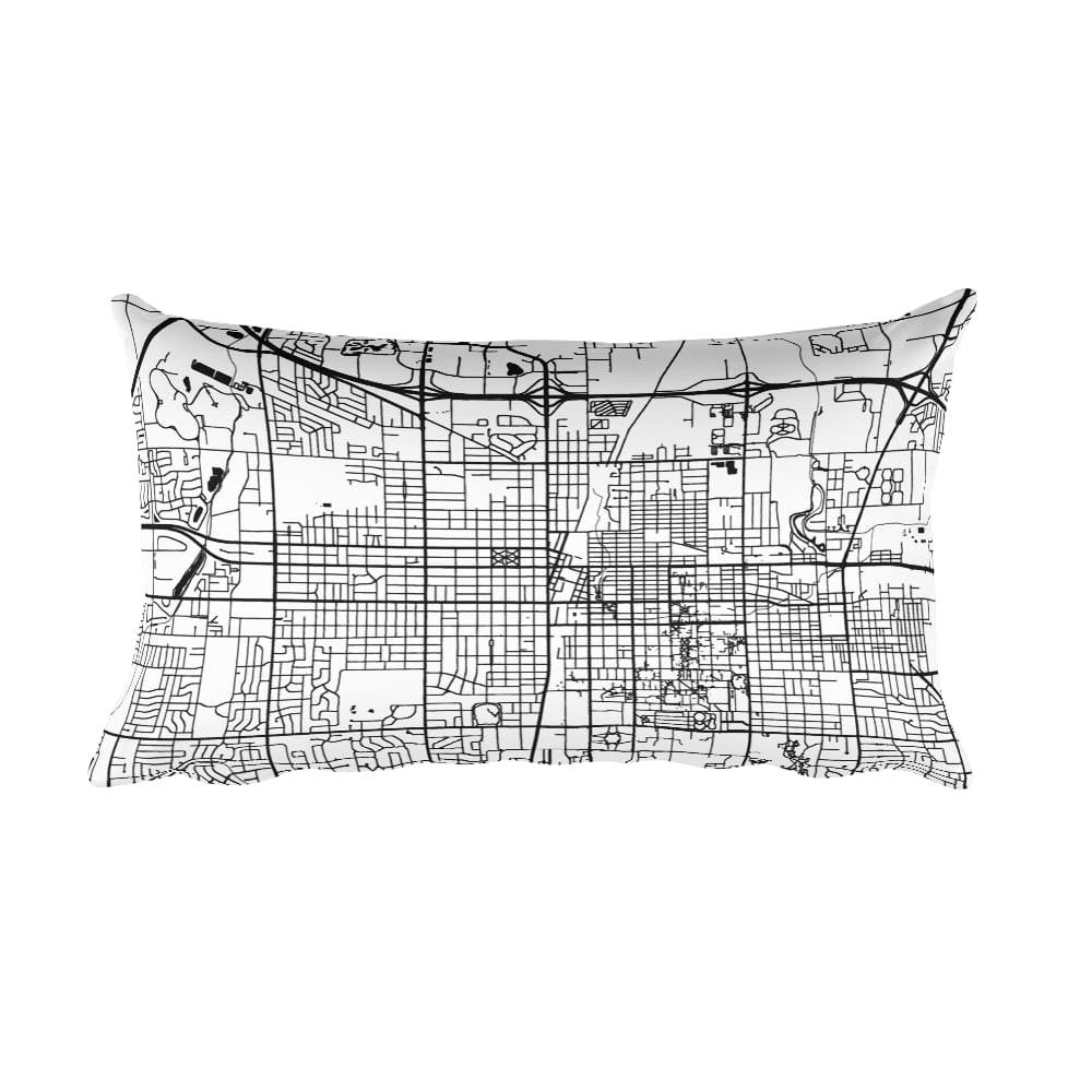 Champaign black and white throw pillow with city map print 12x20