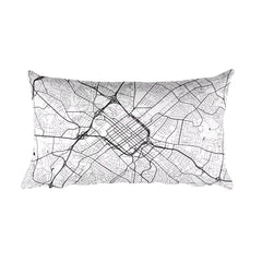 Charlotte black and white throw pillow with city map print 12x20