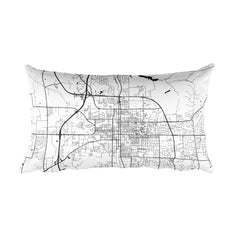 Bloomington black and white throw pillow with city map print 12x20