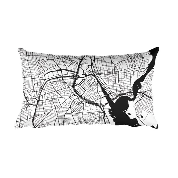 Providence black and white throw pillow with city map print 12x20