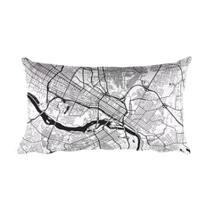 Richmond black and white throw pillow with city map print 12x20
