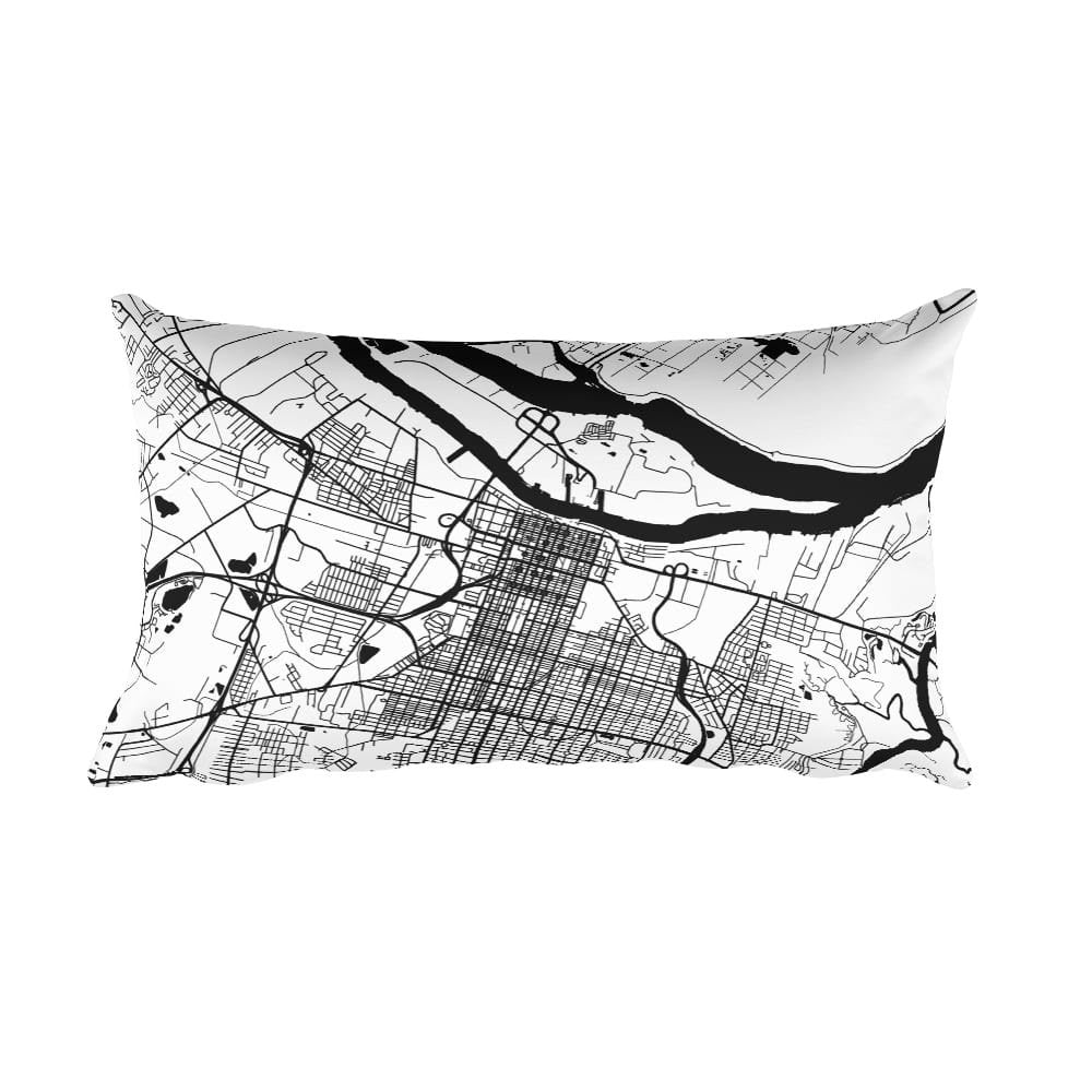 Savannah black and white throw pillow with city map print 12x20