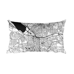 Syracuse black and white throw pillow with city map print 12x20