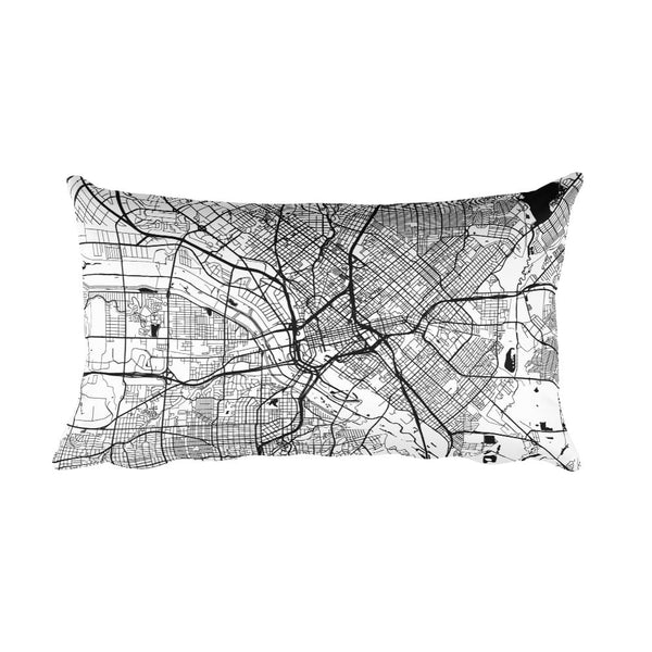 Dallas black and white throw pillow with city map print 12x20