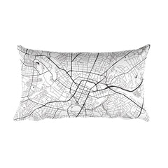 Greenville black and white throw pillow with city map print 12x20