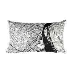 Montreal black and white throw pillow with city map print 12x20