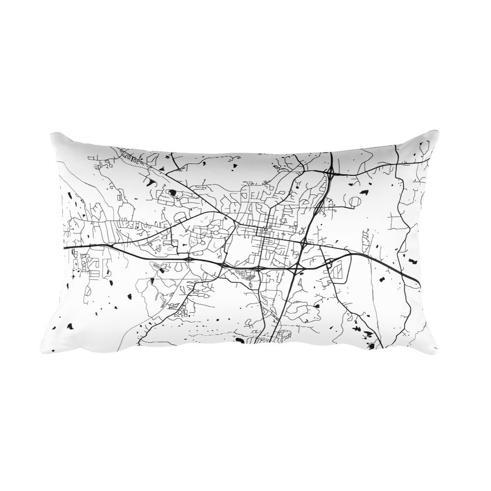 Oxford MS black and white throw pillow with city map print 12x20