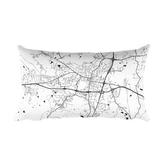 Oxford MS black and white throw pillow with city map print 12x20