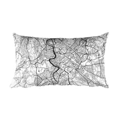 Rome black and white throw pillow with city map print 12x20