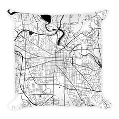 Ann Arbor black and white throw pillow with city map print 18x18