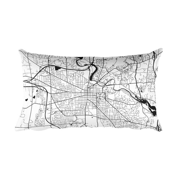 Ann Arbor black and white throw pillow with city map print 12x20