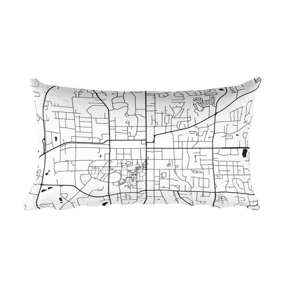 Auburn black and white throw pillow with city map print 12x20