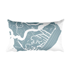 Avalon black and white throw pillow with city map print 12x20
