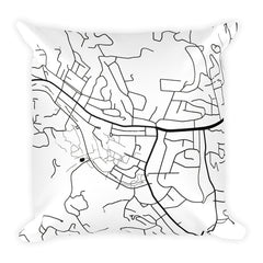 Boone black and white throw pillow with city map print 18x18