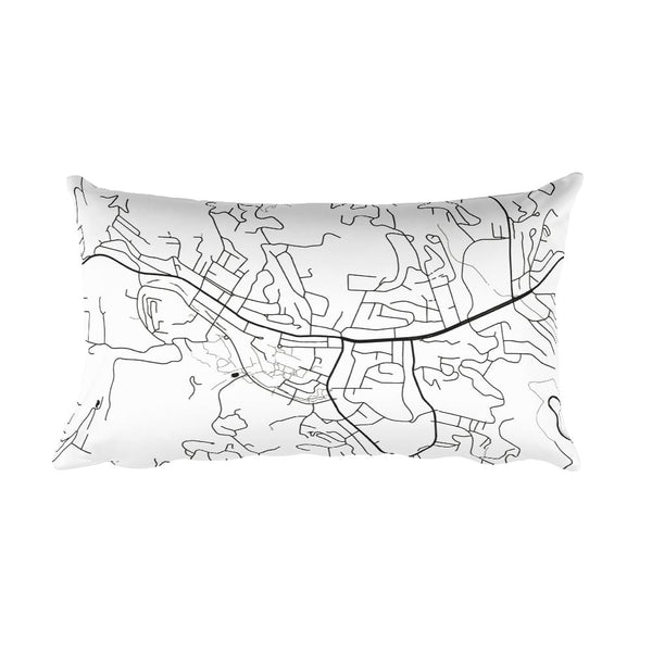 Boone black and white throw pillow with city map print 12x20