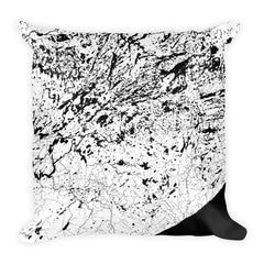 Boundary Waters black and white throw pillow with city map print 18x18