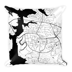 Clemson black and white throw pillow with city map print 18x18