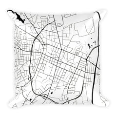 Fayetteville black and white throw pillow with city map print 18x18
