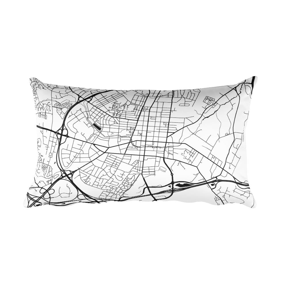 Frederick black and white throw pillow with city map print 12x20