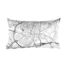 Frederick black and white throw pillow with city map print 12x20
