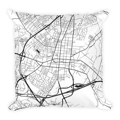 Frederick black and white throw pillow with city map print 18x18