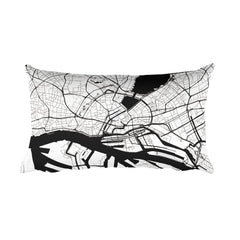 Hamburg black and white throw pillow with city map print 12x20