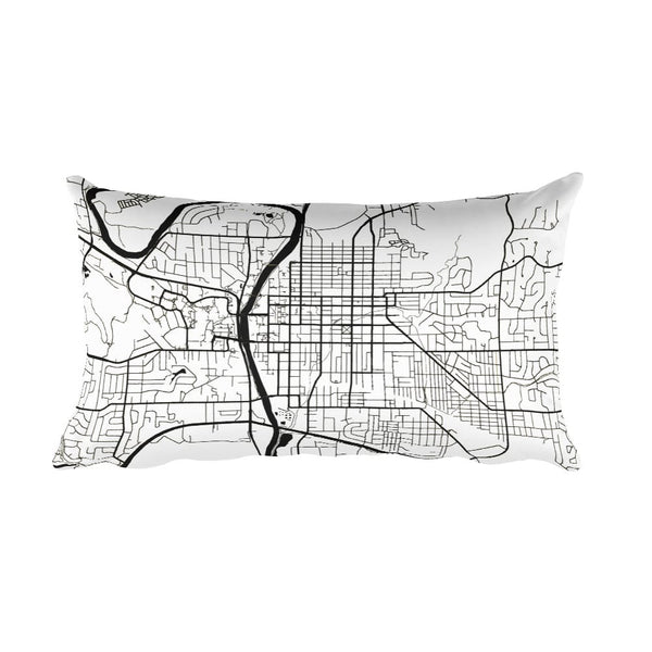 Iowa City black and white throw pillow with city map print 12x20