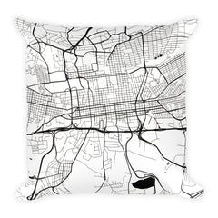 Johannesburg black and white throw pillow with city map print 18x18