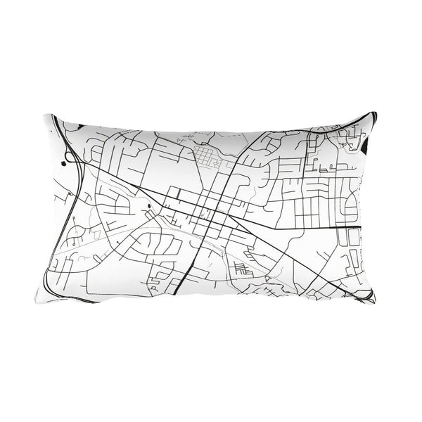 Leesburg black and white throw pillow with city map print 12x20