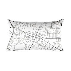 Leesburg black and white throw pillow with city map print 12x20