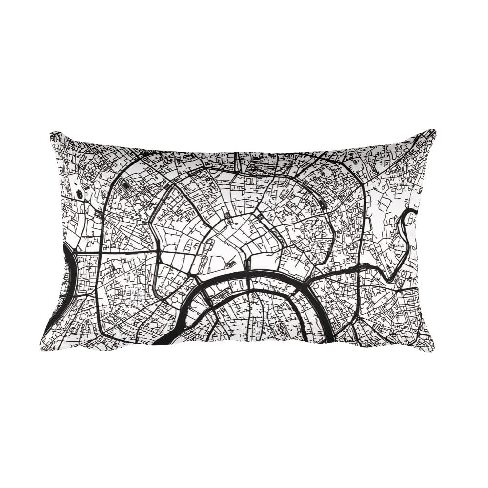 Moscow black and white throw pillow with city map print 12x20