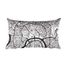 Moscow black and white throw pillow with city map print 12x20