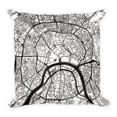 Moscow black and white throw pillow with city map print 18x18