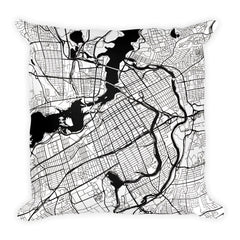Ottawa ON black and white throw pillow with city map print 18x18