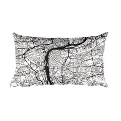 Prague black and white throw pillow with city map print 12x20