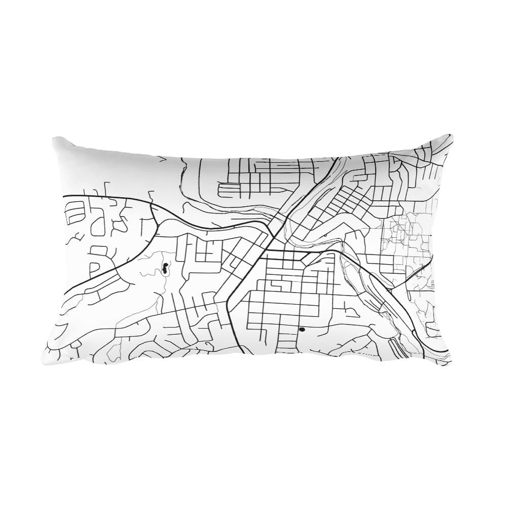 Pullman black and white throw pillow with city map print 12x20