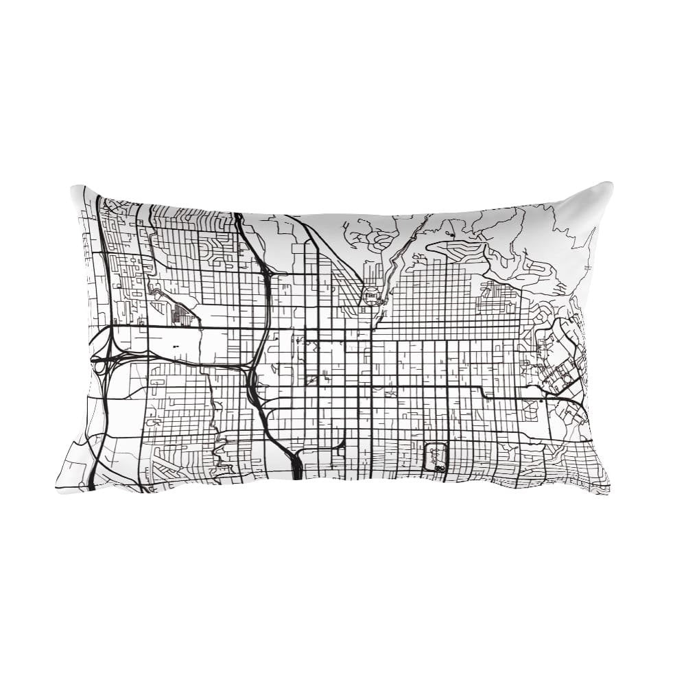 Salt Lake City black and white throw pillow with city map print 12x20