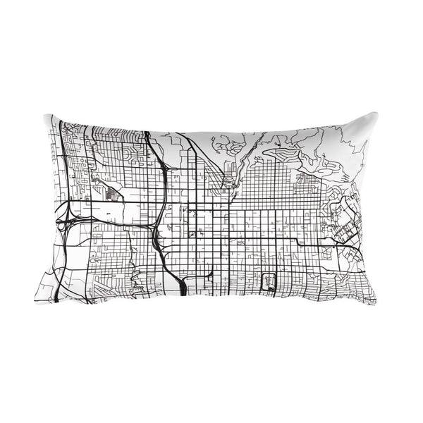Salt Lake City black and white throw pillow with city map print 12x20