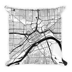 St. Paul black and white throw pillow with city map print 18x18
