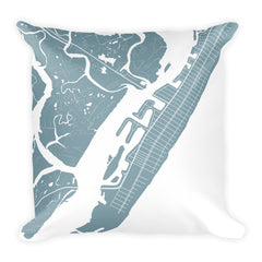 Stone Harbor black and white throw pillow with city map print 18x18