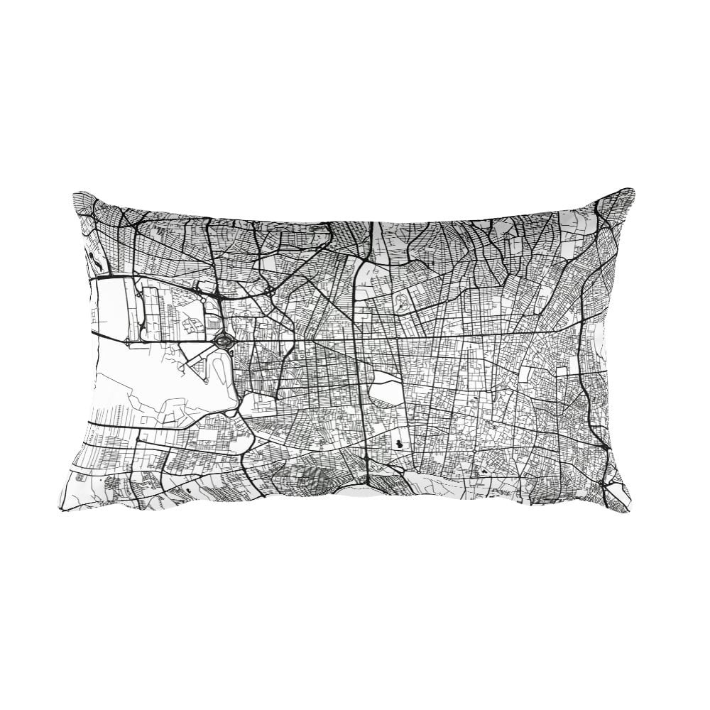 Tehran black and white throw pillow with city map print 12x20