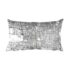 Tehran black and white throw pillow with city map print 12x20