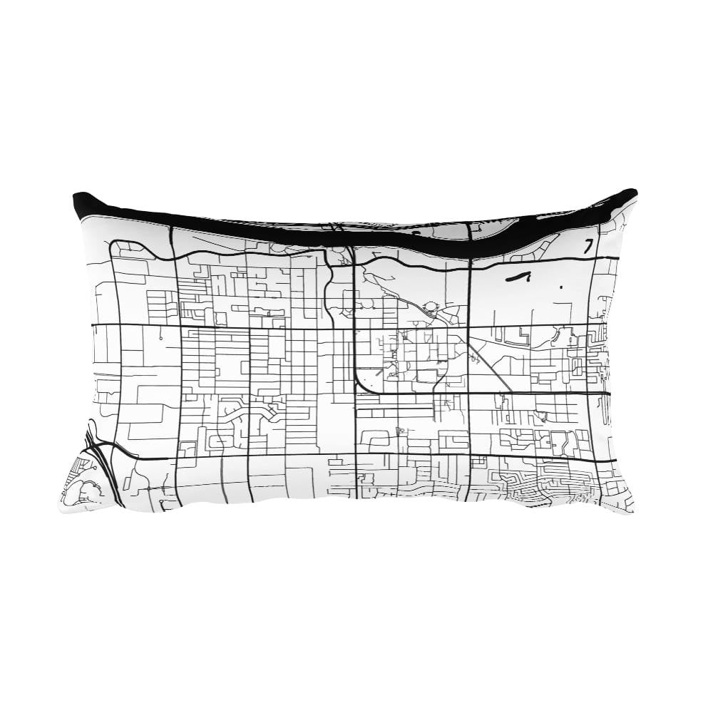 Tempe black and white throw pillow with city map print 12x20