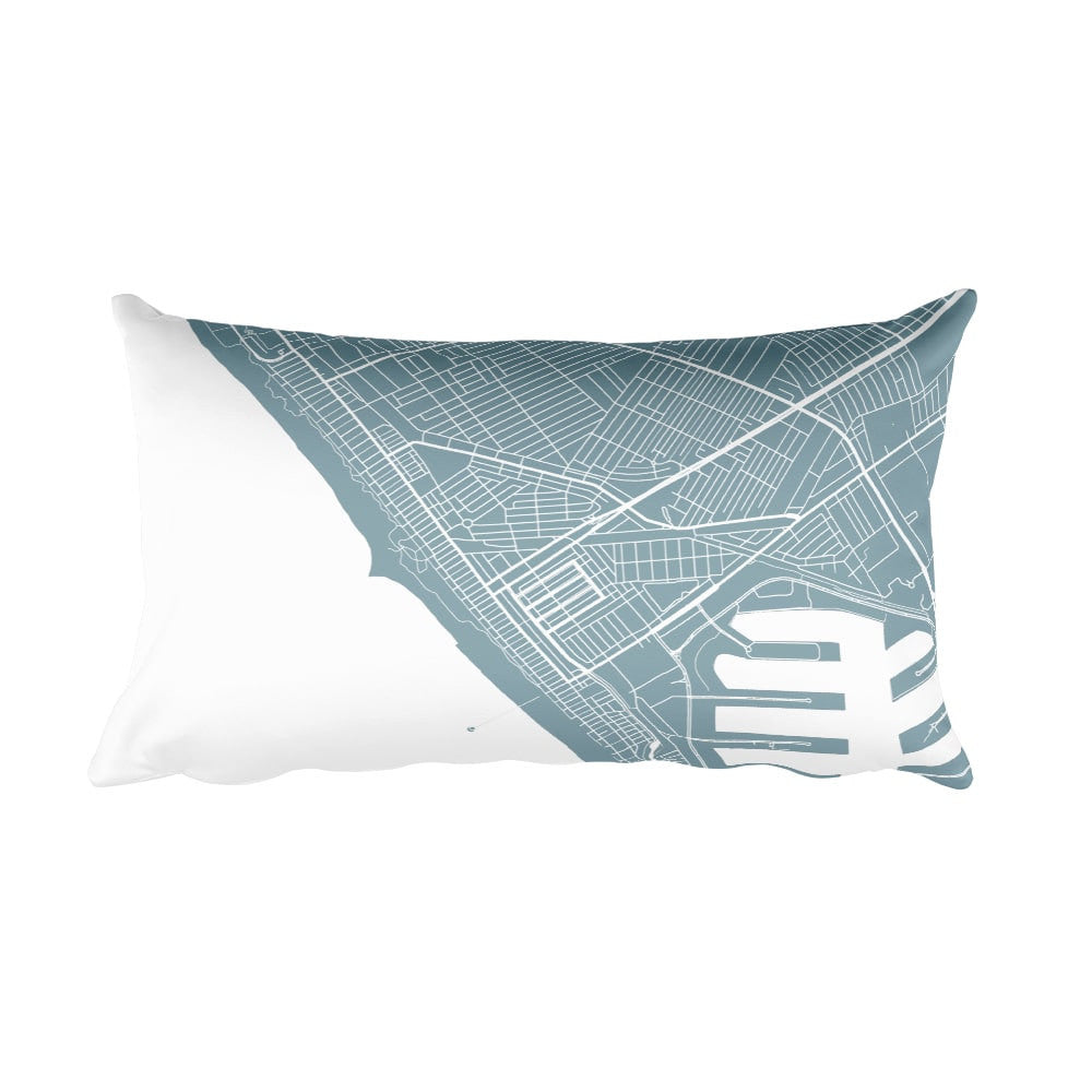 Venice Beach black and white throw pillow with city map print 12x20