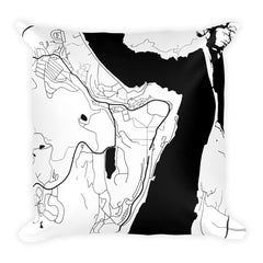 West Point black and white throw pillow with city map print 18x18