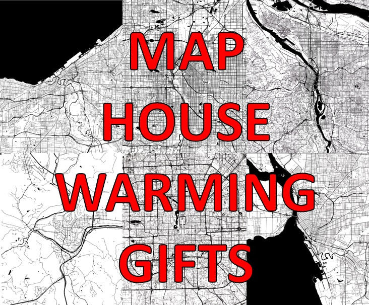 Housewarming Gift, New Home Gift, Personalized Gift, House Warming Dec –  Modern Map Art